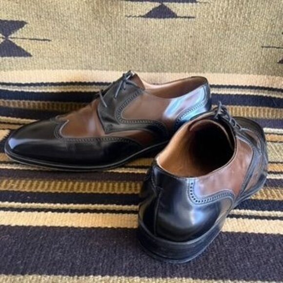 Moreschi Mens Two-Tone Wingtip Brogues Leather Dress Shoes 9.5 Handmade Italy